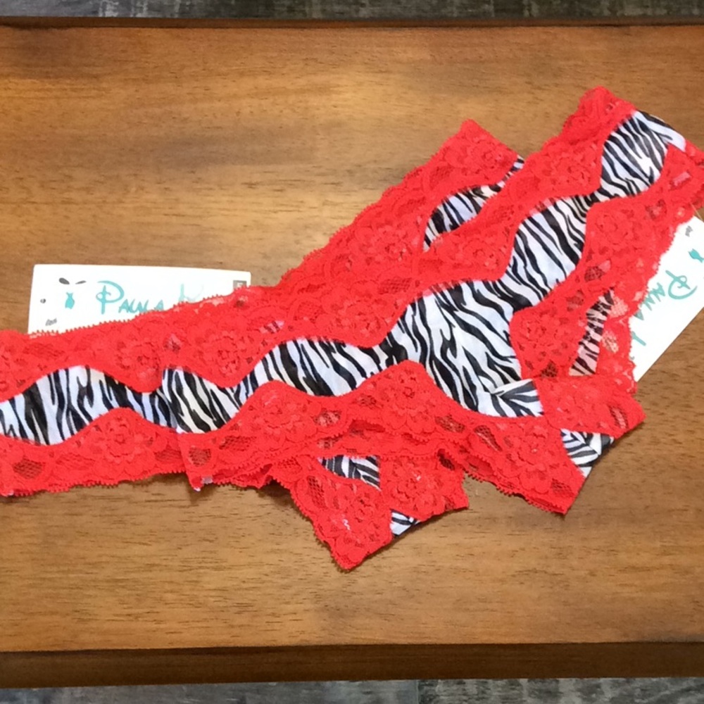 ♥️ Red Lace trim 🦓 Zebra Panties